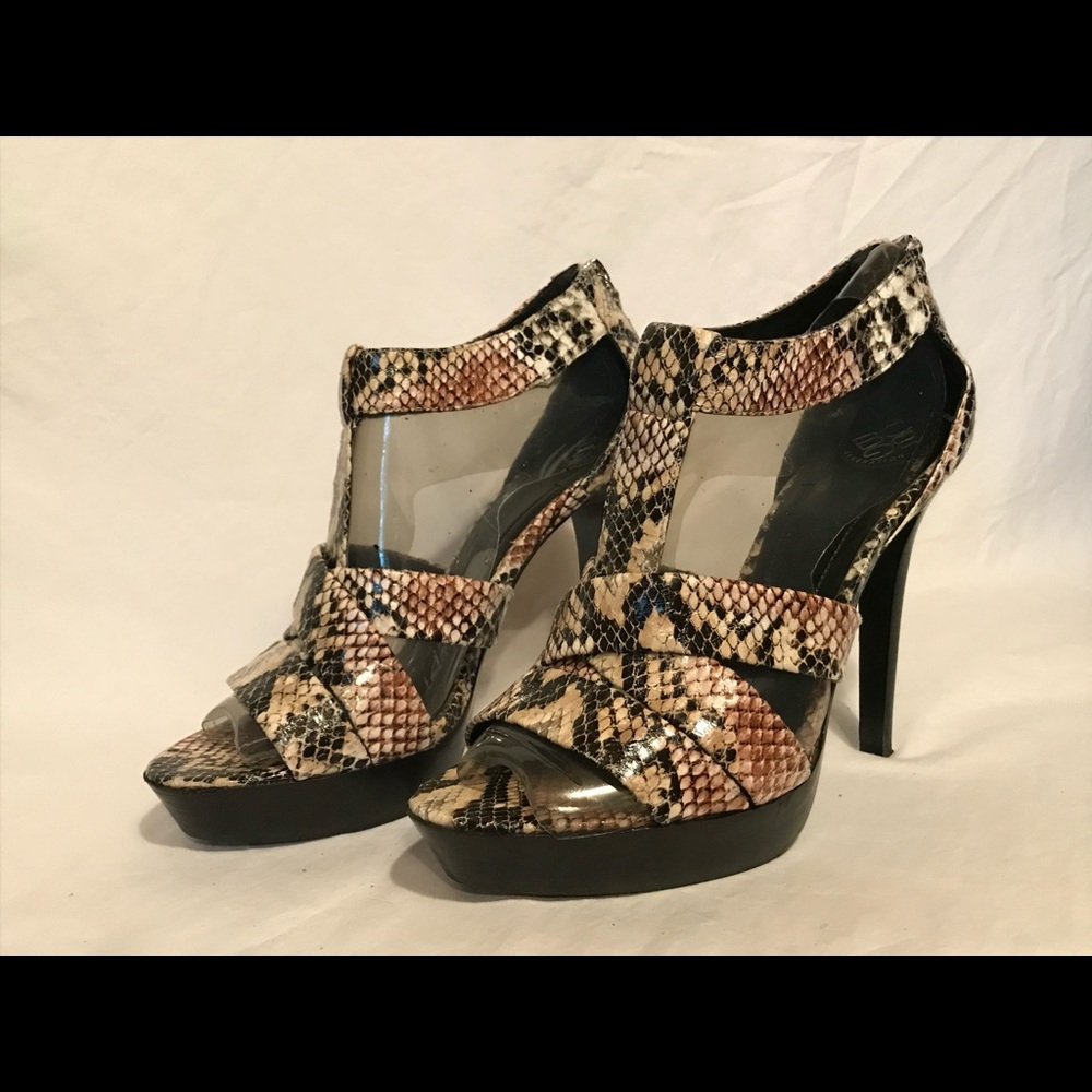 BCBGENERATION Aster Brown Snake Print Heel 10 $100 cdw